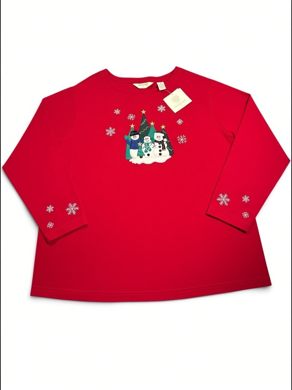 New Bechamel 2X Red Snowman Winter Tree Holiday Long Sleeve Ugly Sweater Party